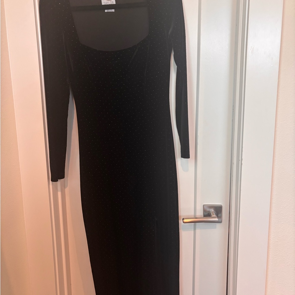 SAYLOR Black Long Sleeve Dress with Subtle Sparkle